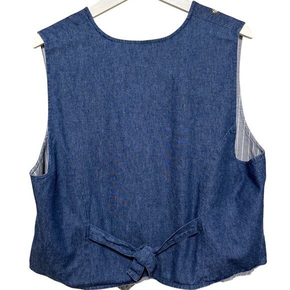 Karen Scott Women's Autumn Fall Vest Denim Harvest Pumpkins Flowers Size Large - Picture 5 of 11